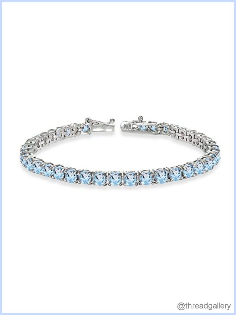 Genuine Blue Topaz Tennis Bracelet 4mm Round .925 Sterling Silver Gift Box